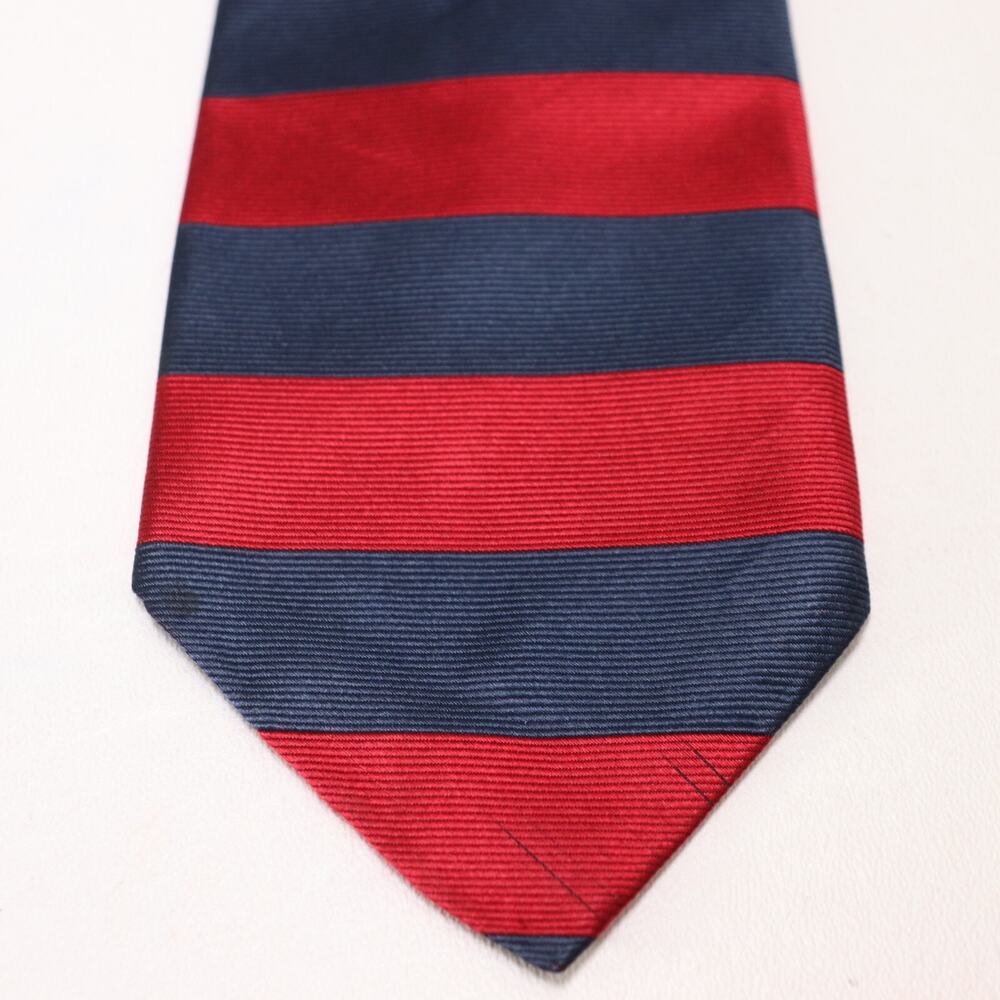 Classic Arrow Company Tie Mens 58 in Silk Navy Blue Red Wide Striped Power Prep